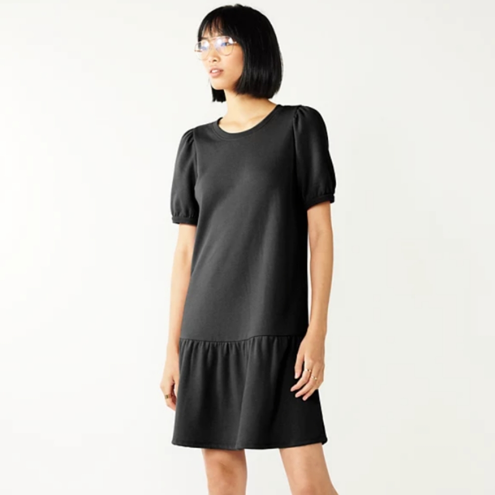 Nine West Puff Sleeve Sweatshirt Dress